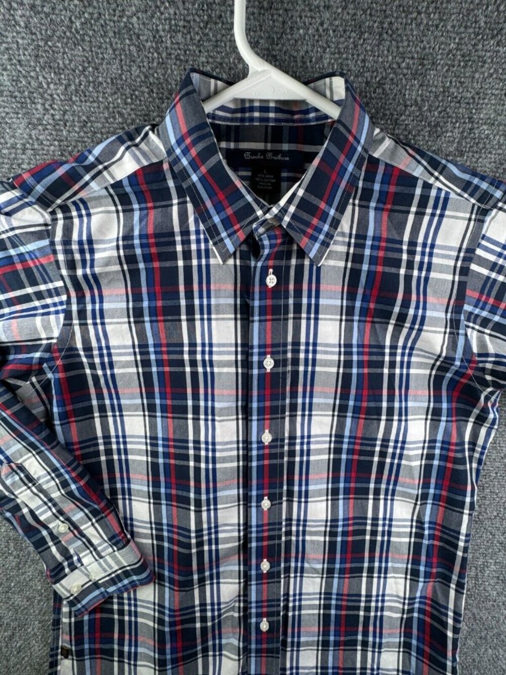 Brooks Brothers Red Fleece Button Up Shirt Teen Large Long Sleeve Plaid Colorful